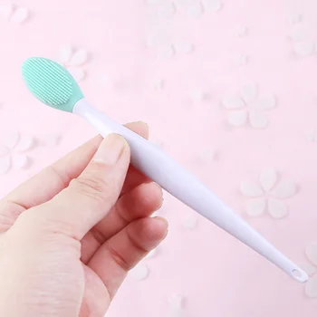 

12pcs Silicone Nose Brush Long Handle Nose Blackhead Brush Nose Cleaning Brush Nasal Acne Brush (Mint Green + Purple + Pink + Ro