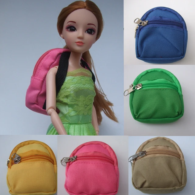 1/6 Scale Dollhouse Miniature Brown Backpacks For Barbie School Bags  Accessories