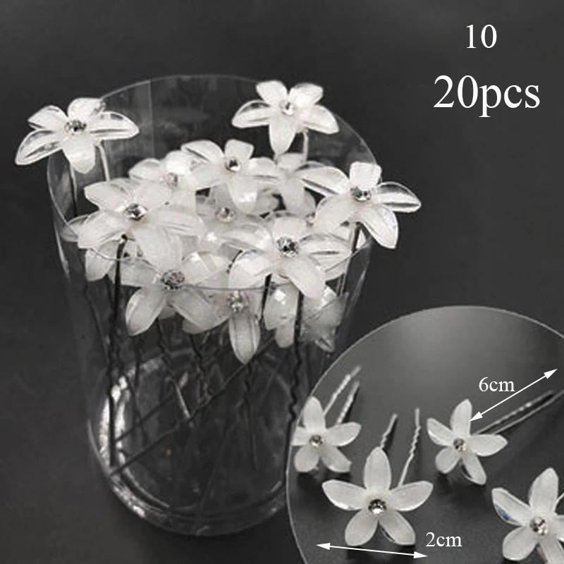 hair clips for women 20pcs Women Flower Hairpin Stick Wedding Bridal Crystal Pearl Hairpin U Shaped Hair Clip Barrettes Hair Accessories Wholesale bow hair clip
