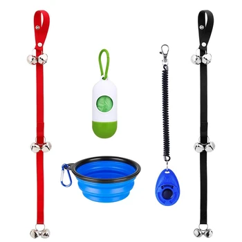 

5 Pcs Dog Doorbell for Potty Training with Collapsible Dog Bowl and Dog Clicker and Potty Waste Bag Dispenser and Bells for Pupp