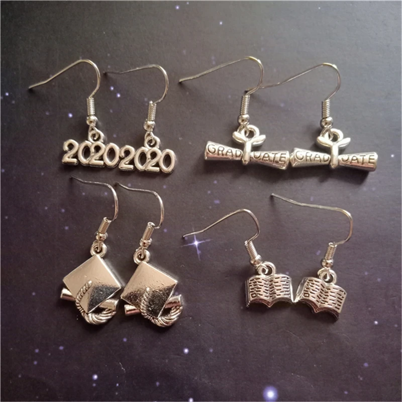 

4 Pairs/set 2020 Year Earrings, Graduation Hat Earrings, Diploma Earrings, Perfect Gift for Graduate Student