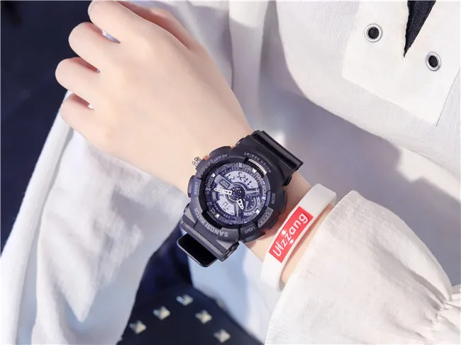 Часы, в студенческом стиле; Ins Лидер продаж Корейская версия простой тренд шок Мода Водонепроницаемый для активного отдыха и развлечений, электронные часы, часы, наручные часы с механизмом