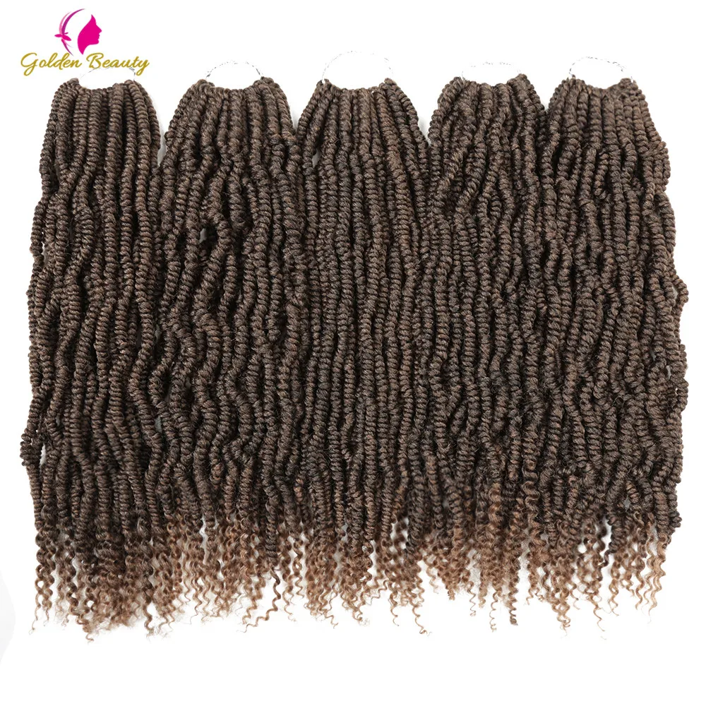 

14-18inch Passion Twist Crochet Braids Synthetic Hair 2X Large Bomb Twist Braiding Hair Extensions 24 Strands Golden Beauty