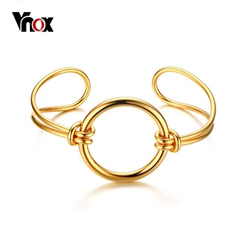 

Vnox Knot Round Cuff Bracelet Bangle Gold Tone Stainless Steel Metal Trendy Jewelry
