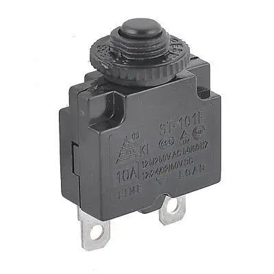 

125/250VAC 10A 50/60Hz Black 2 Pins Circuit Breaker Thermal Overload Protector