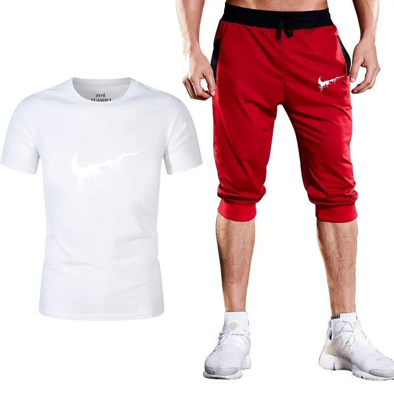 Костюм для бега из 2 предметов, спортивная одежда с короткими рукавами, одежда для фитнеса, баскетбола, тенниса, футбола, тренажерного зала, спортивный костюм, M-XXL