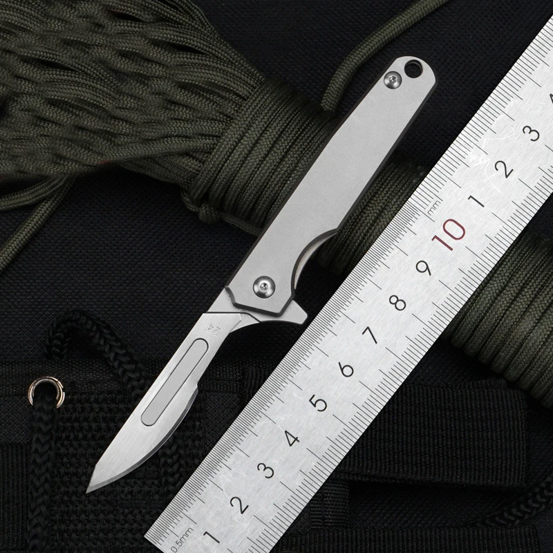 

EDC Titanium Alloy Folding Knife Mini Scalpel Open Express Multifunctional Tool