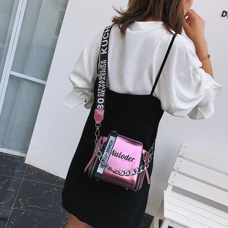 Laser Women Letter Shoulder Bag INS Popular Female Handbag Holiday PU Messenger Bags for Lady Design Exquisite Crossbody Bucket women's bags accessorize