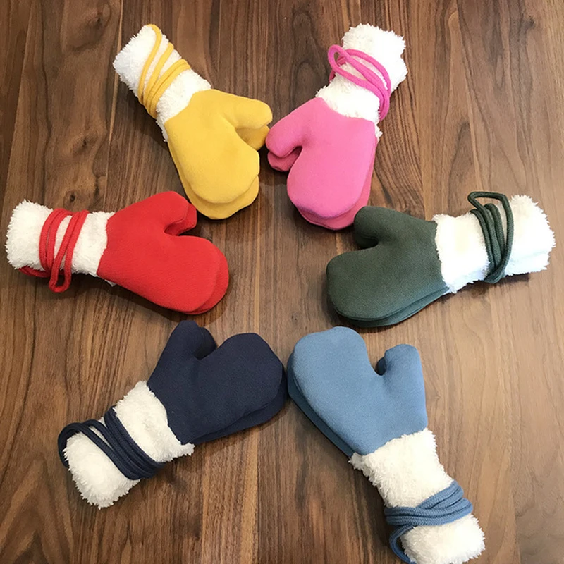 New Children's Mittens Winter Wool Baby Knitted Gloves Children Warm Rope Baby Mittens For Children 1-3 years old