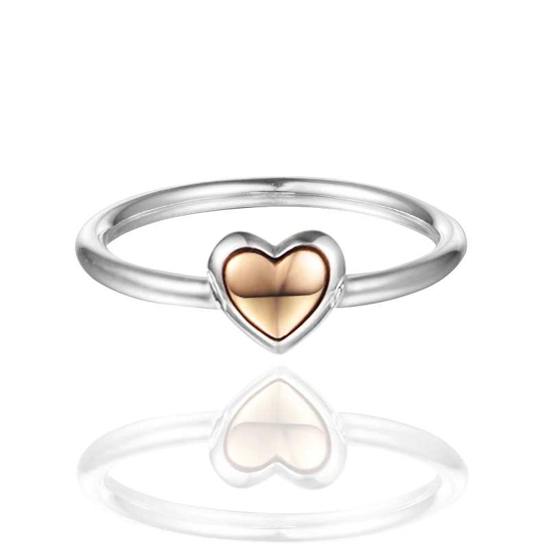 

925 стерлингового серебра купольная Золотое сердце серебряное кольцо, браслет-напульсник, Настоящее золото Rinngs для женщин Engagment Свадебные ювелирные изделия, ювелирные изделия вечерние подарок