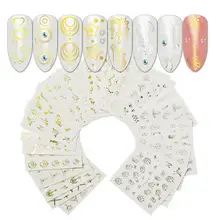 

50% Hot Sale 30Sheets Gold Silver Nail Art Sticker Feather Flower Spider Decal Manicure Decor