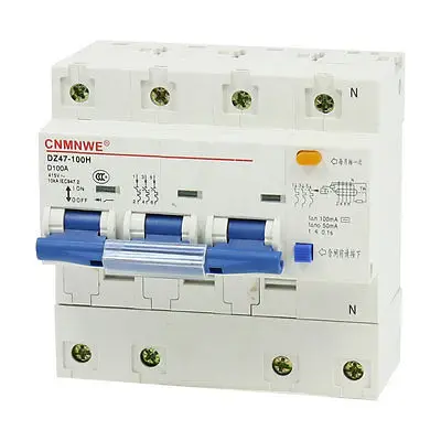 DZ47LE-100H AC 415V 100A 3 полюса на выключении выключатель остаточного тока