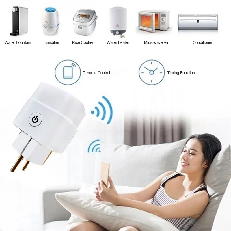 

16AWiFi Smart Plug Outlet Tuya Remote Control Home Appliances Works with Alexa Google Home No Hub Required Adaptor