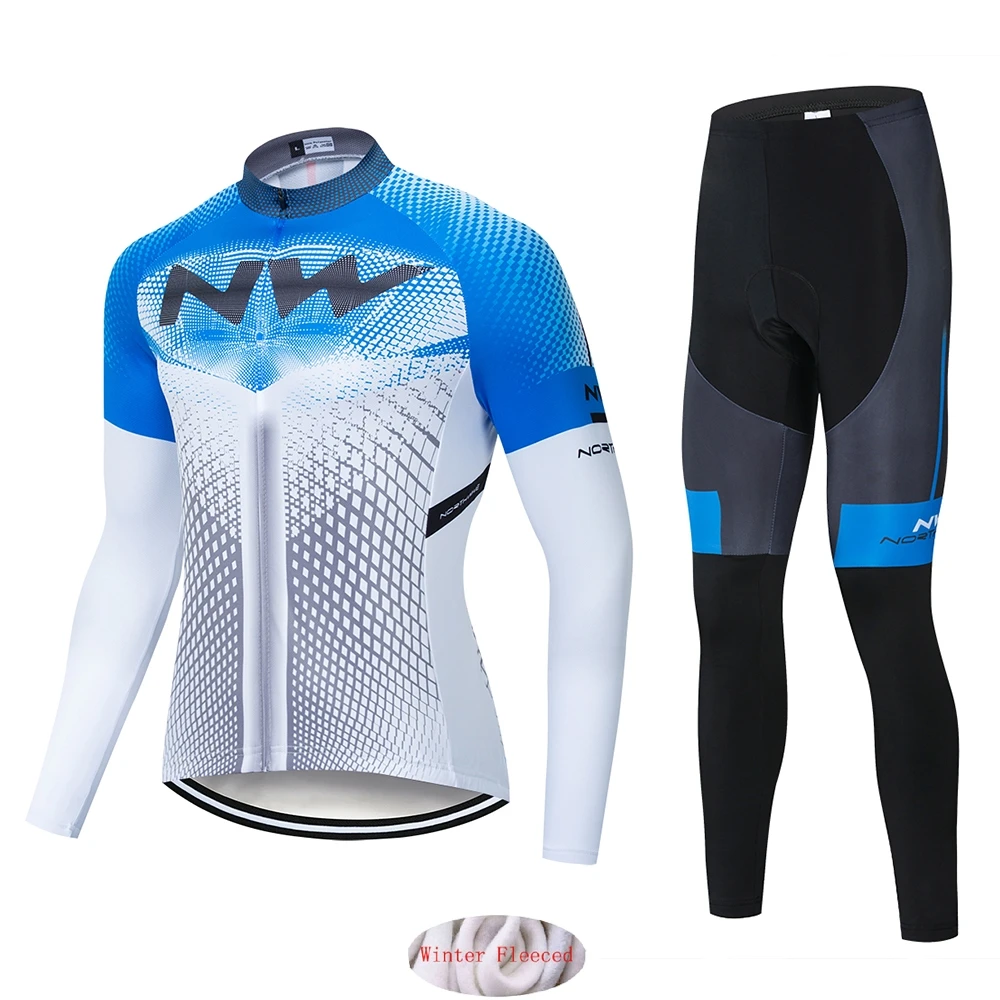 set6 Northwave теплая Зимняя Теплая Флисовая велосипедная одежда NW Мужской трикотажный костюм для езды на велосипеде MTB Одежда комбинезон комплект - Цвет: set6