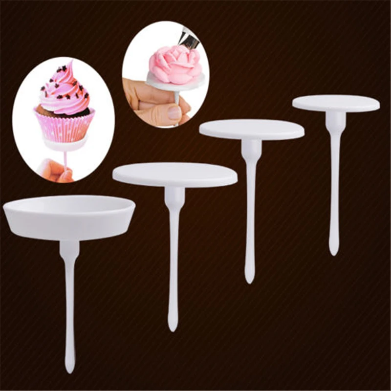 

1Set/4PCS New Sugarcraft Cupcake Cake Stand Icing Cream Flower Decorating Nail Set Tool