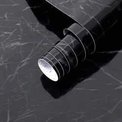 Black Marble Peel and Stick Wallpaper Self-Adhesive Removable Vinyl Contact Paper Waterproof Stickers for Cabinets Countertops