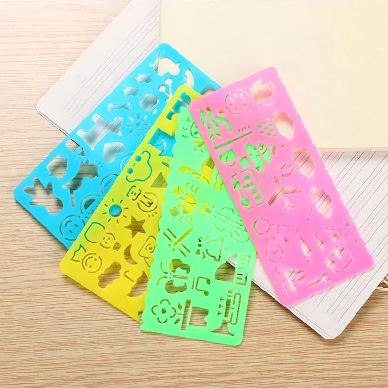 4Pcs/Set Kawaii Cartoon Drawing Ruler for Kids Gifts Multifunction Ruler Puzzle Teach Tools School Supplies Stationery 15x6CM