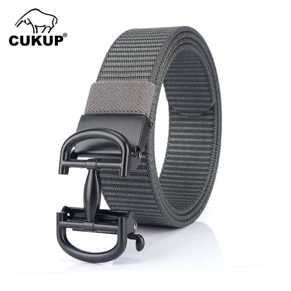 CUKUP Men's New Designer Knitting Accessories Unique Design Zinc Buckle Fashion Nylon Belt Quality Canvas Belts for Men CBCK216 new designer belt classic fashion men s embossed belt zinc alloy pin buckle jeans belt retro men s high quality leather pu belts