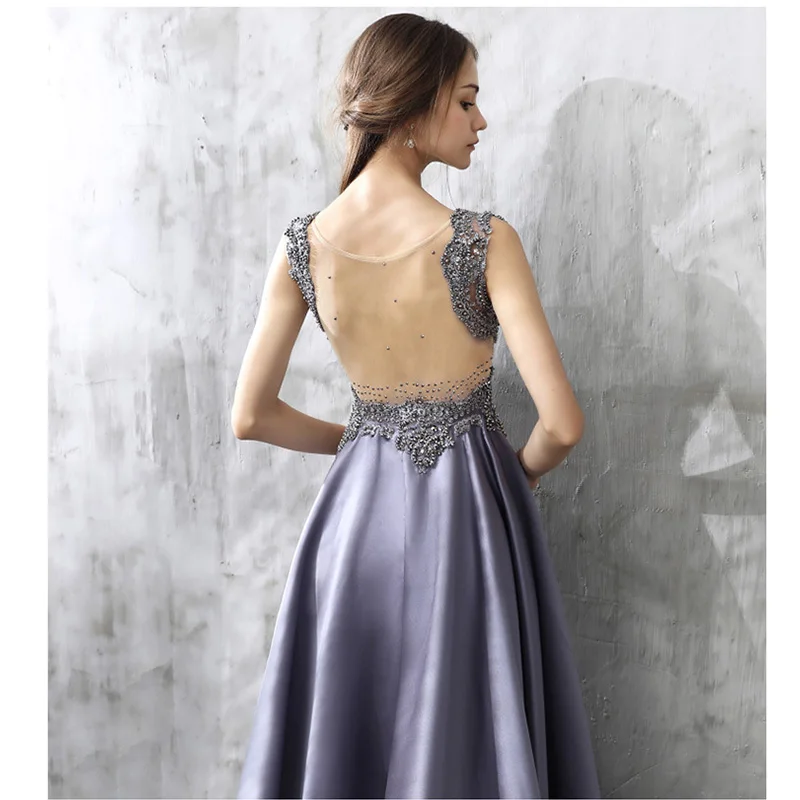 It's Yiya вечернее элегантное платье без рукавов плюс размер Illusion Robe De Soiree с круглым вырезом и бисером ТРАПЕЦИЕВИДНОЕ женское вечернее платье V148