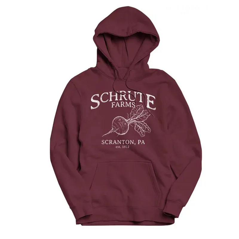 Schrute Farms с буквенным принтом женские толстовки с капюшоном с милым графическим капюшоном с длинным рукавом с карманом Толстовка Повседневная японская мода топы