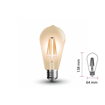 

V-TAC LC27220A wire lamp Led filament E27 ST64 4W warm white 2200K Cover Amber Vintage SKU-4361