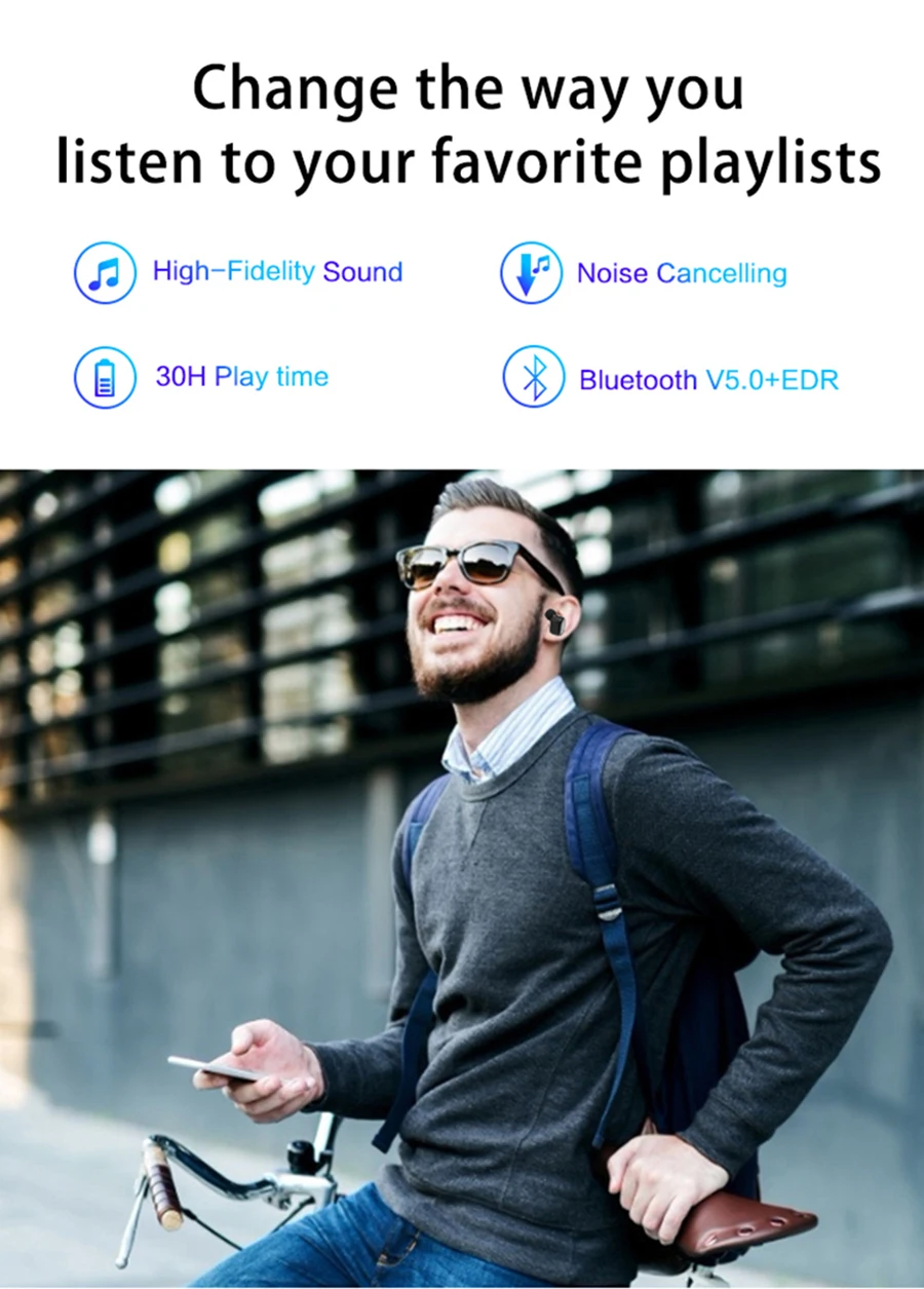 Мини Спортивные 5,0 Bluetooth наушники 3D стерео музыкальные наушники водонепроницаемые беспроводные наушники Hands-Free, вкладыши гарнитура с power Bank