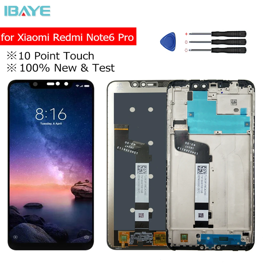Новый ЖК дисплей для Xiaomi Redmi Note 6 Pro с рамкой сенсорный экран дигитайзер Note6