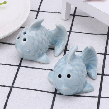 1 Pair Cute Fish Shaped Ceramic Seasoning Bottle 1