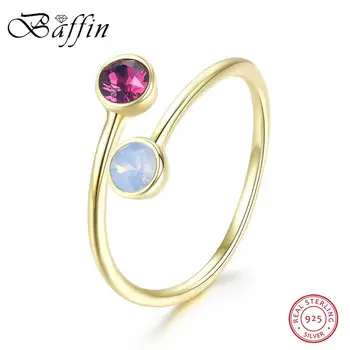 

925 Silver Open Adjustabl Finger Rings Crystals from Swarovski-elements for Women Gold Color Wedding Jewelry Christmas Day GIFT