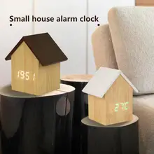 Многофункциональный интеллектуальный электронный будильник светодиодный звуковой контроль древесины USB Будильник Календарь температурный тестер