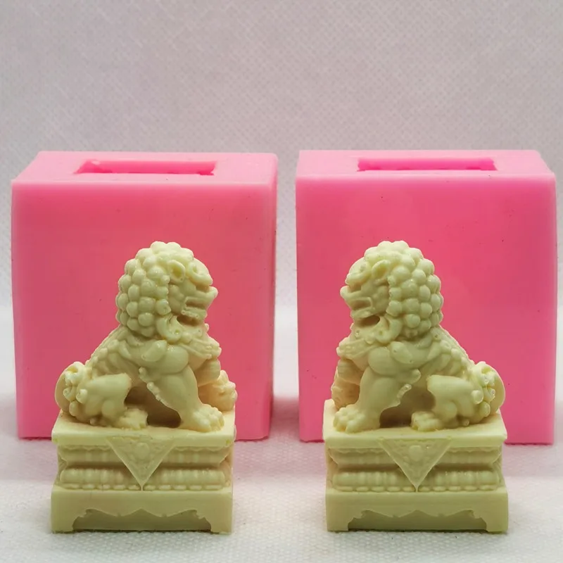 Big Size Stone Lions Cement Mold Sculpture Plaster, Concrete Decoration, Silicone Mould, 10 cm