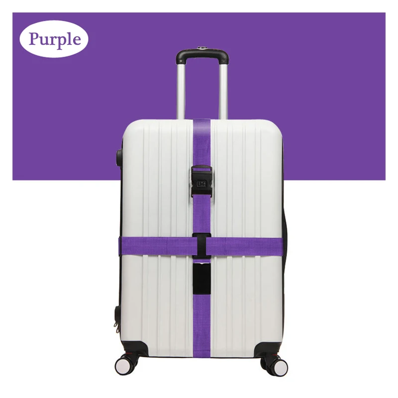 SEREQI багаж с тремя цифрами, пароль, перекрестный ремень, регулируемая лента для чемодана, безопасная связка, багажная веревка, ремни, аксессуары для путешествий - Цвет: Purple-Bandage