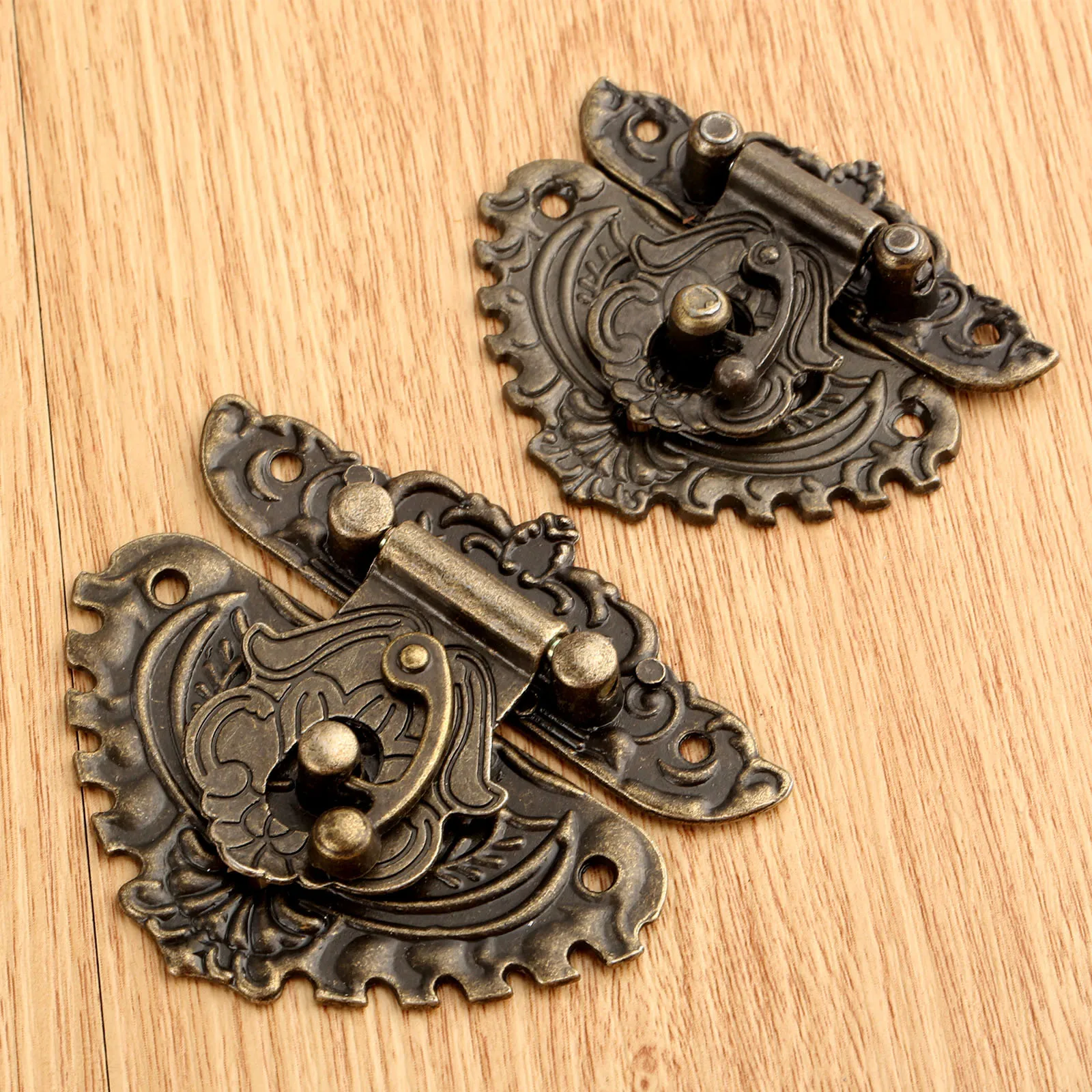 Box Hasps Lock Catch Latches Antique Bronze Jewelry Chest Box Suitcase Buckle Clip Clasp Furniture Hardware 50x56mm 58x68mm