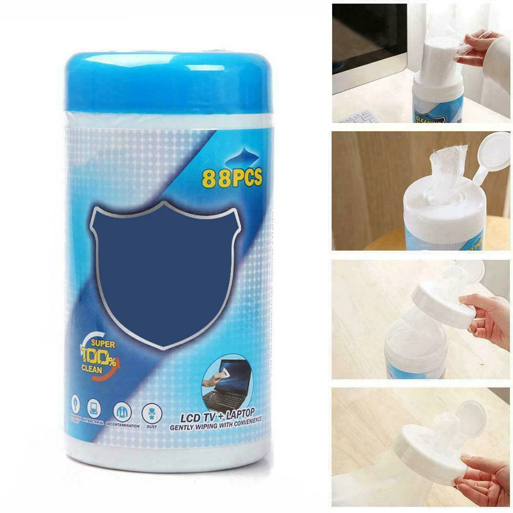 88Pcs/Box Cleaning Wet Wipes Soft Laptop Monitor LCD Phone Screen Lens Glass Wipes VDX99