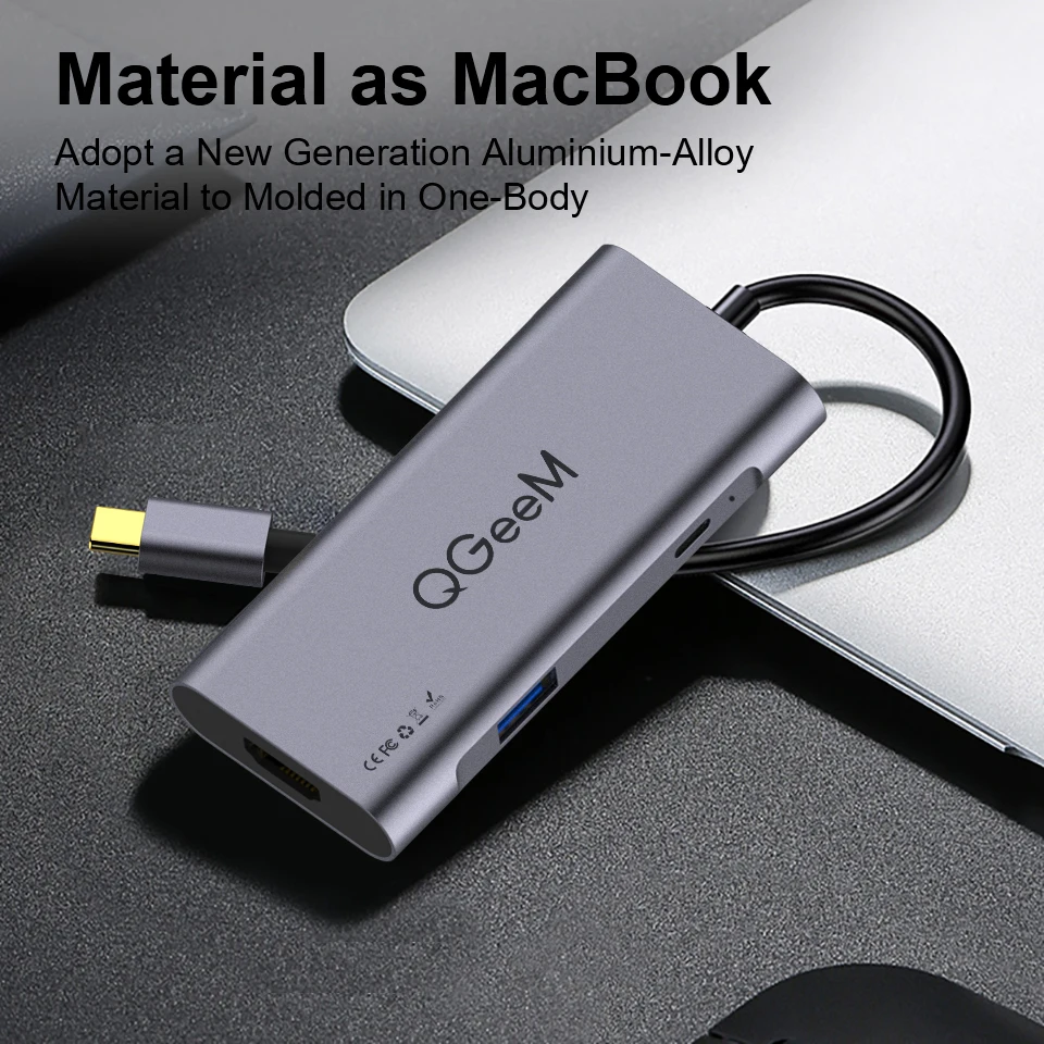 QGeeM USB C Hub для Macbook Pro 3 порта Type 0 с HDMI Huawei Matebook iPad разветвитель док станция OTG