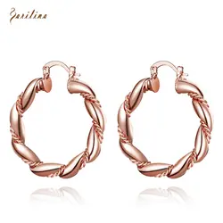 Великолепные серьги с розовым покрытый золотом серьги-кольца для женщин модные ювелирные изделия E2044