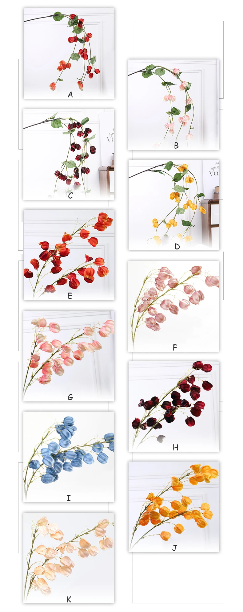 JAROWN Artificial Fake Flower Lantern Flower Vine Wedding Ceiling DIY Bouquet Decorative Home Hanging Decoration (24)