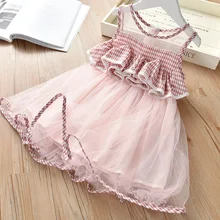 BibiCola/платье для девочек; Новинка года; летняя сетчатая Одежда для девочек; розовое платье принцессы с аппликацией; Детская летняя одежда; платье для маленьких девочек