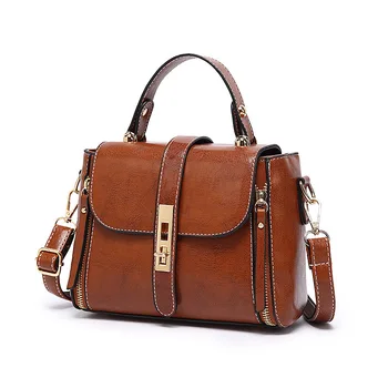 

European-american style female bag wax leather handbag bag summer new cross shoulder lock bag
