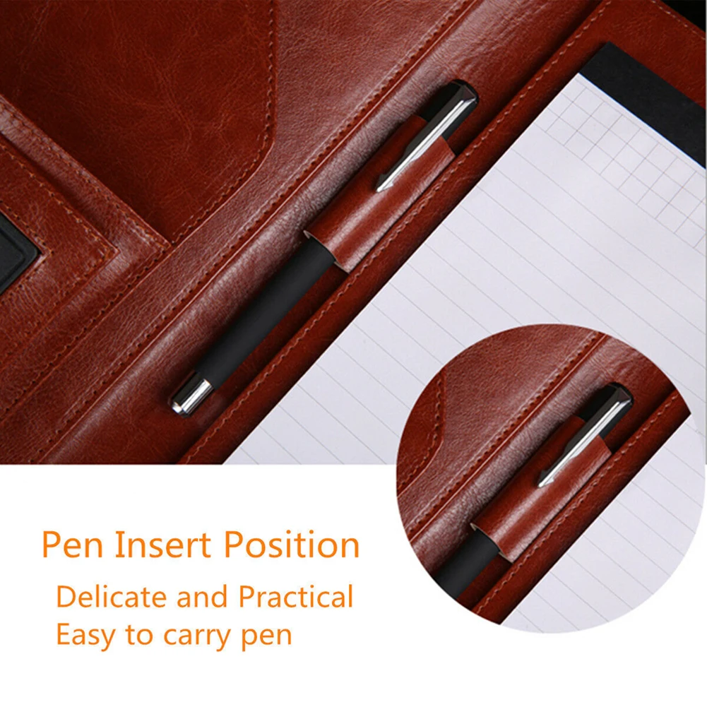 A4 File Portable PU Leather Multifunction Portfolio Case School Resume Document Organiser Conference Folder Business Interview