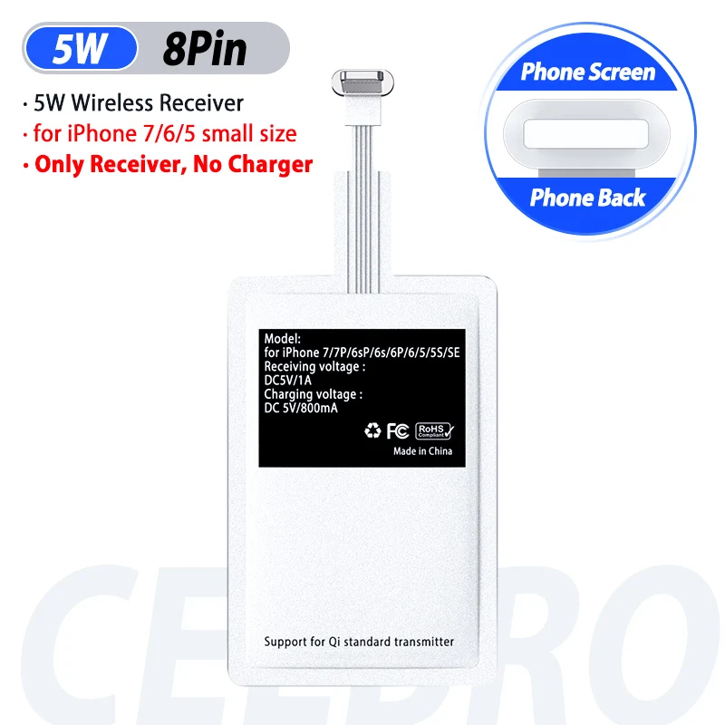 A 8Pin Receiver Быстрое беспроводное зарядное устройство Qi для Iphone 11 Pro X Xs Max 8 Plus XR, беспроводная зарядная док-станция для Xiaomi Mi 9 samsung Galaxy Buds - Цвет: A 8Pin Receiver