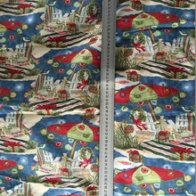 105 см Ширина рождественские праздничные подарки синий хлопок ткань для маленьких девочек одежда занавес Рождественский Чехол на подушку день DIY-BK761