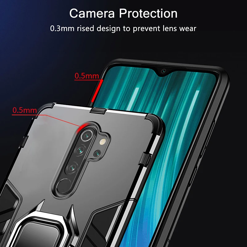 Защитный чехол для Redmi Note 8 Pro, чехол с магнитным кольцом, бампер из ТПУ+ поликарбоната, чехол для телефона Xiaomi Redmi Note 8 Pro, чехол для глобальной версии
