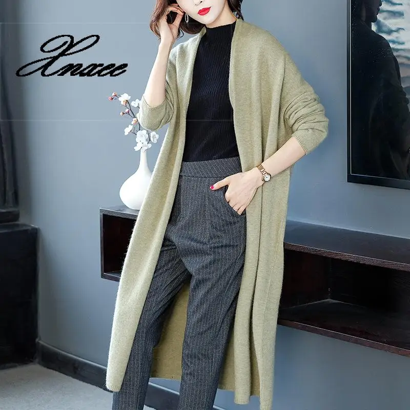 

Xnxee Women Cardigans Long Section Sweaters Ladies Solid Loose Knitted Sweater Winter Spring Female Casual Tricot Jumper Tops