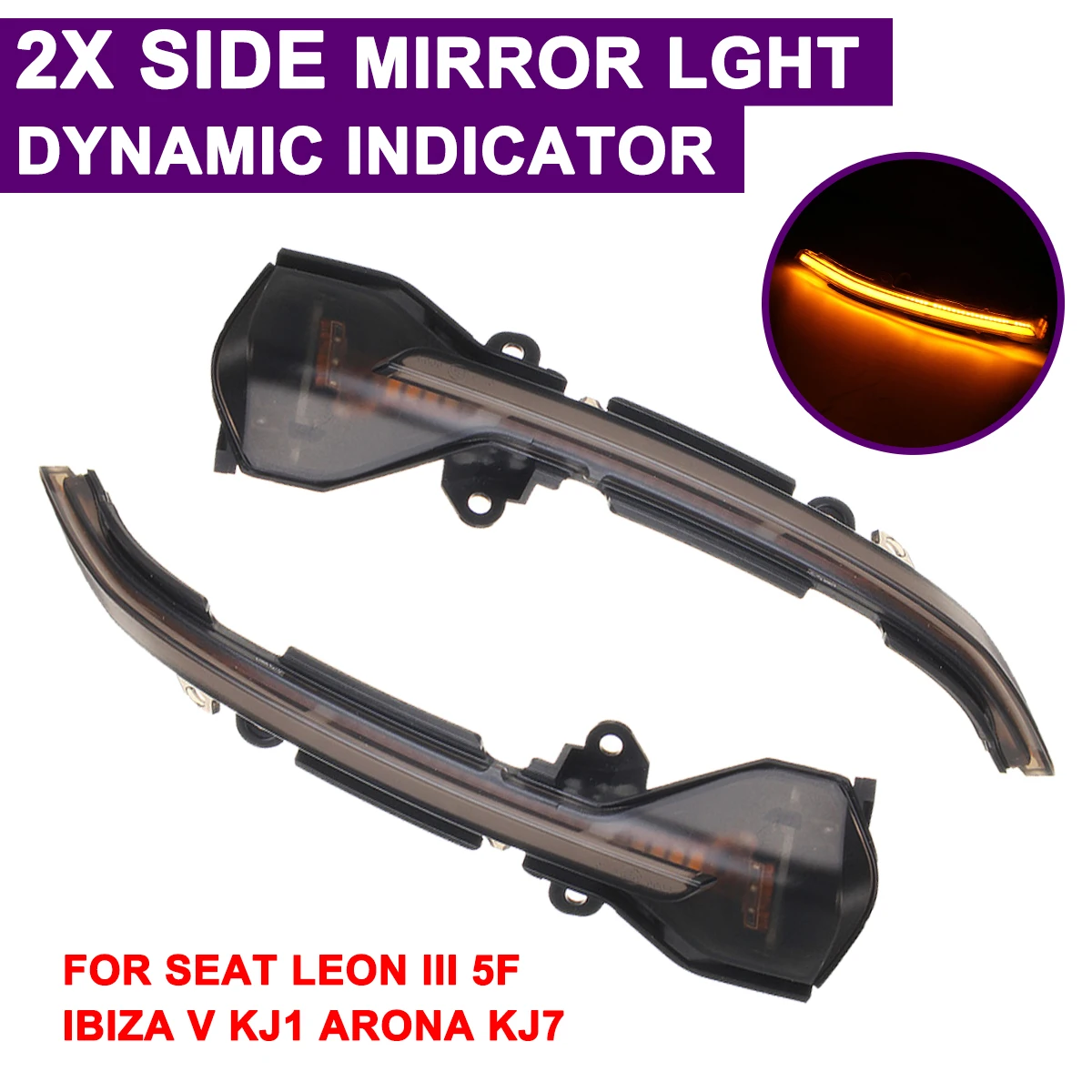for Volkswagen VW SEAT LEON 3 5F 1 Pair Led Car Daytime Fog Day Running Light Rearview Mirror Dynamic Strobe Strip Turn Lamp |