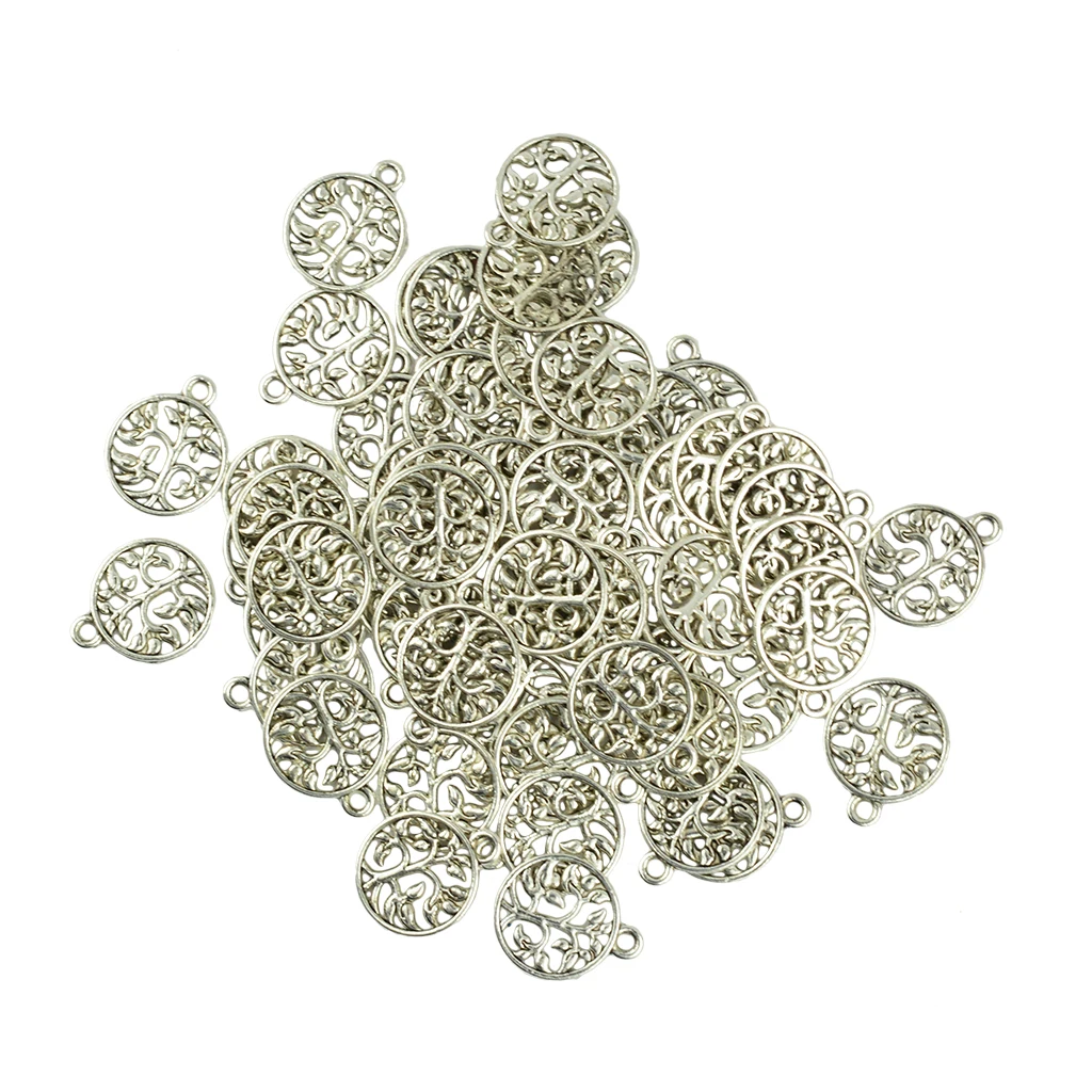 50 Pcs Alloy Tree Of Life Charms Pendents For Jewelry Making Bracelet DIY