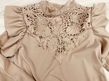 Shirts Simplee Ruffle Khaki Top Knitted-Top Flower Long-Sleeve Winter Fashion New Solid