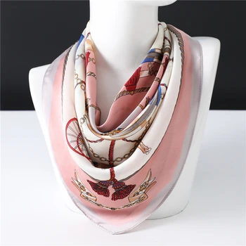 

High Quality Silk Scarf Luxury Brand Designer Shawls Carriage Chain Pattern Young Lady of Note Small Bandana Neck Scarves Women
