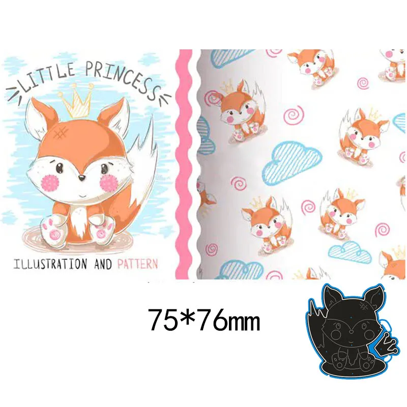 

7.5*7.6cm lovely fox New Metal Cutting Dies New Stencils for DIY Scrapbooking Paper Cards Craft Making Craft Decoration