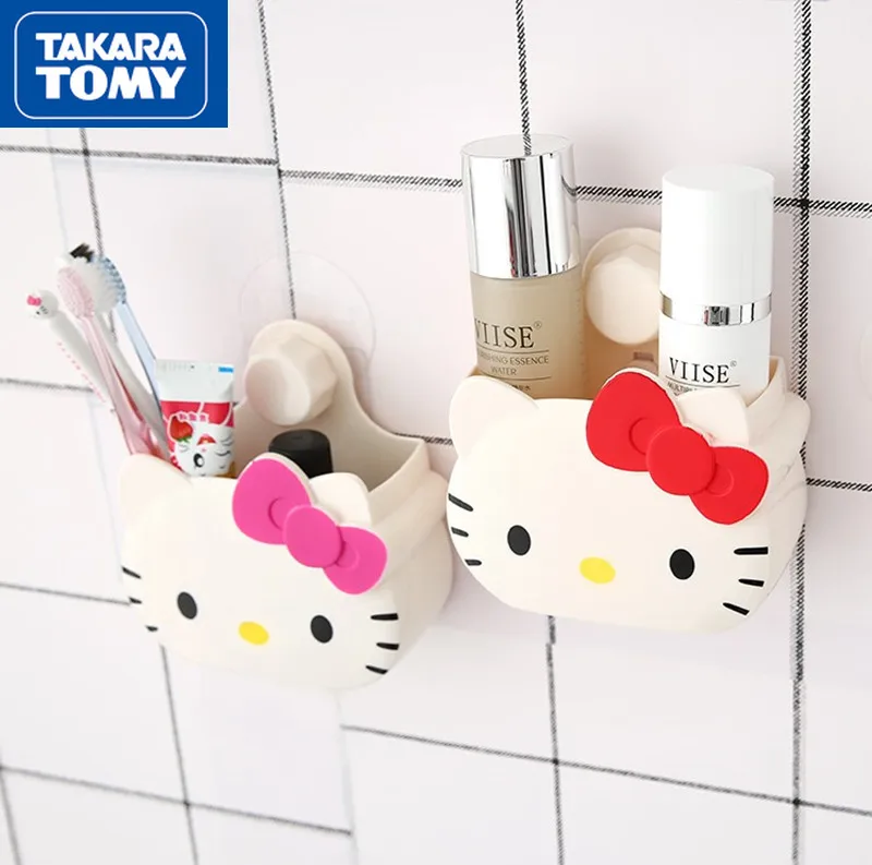 TAKARA TOMY Creative Cartoon Hello Kitty Multifunctional Toothbrush Holder Cute Bathroom Shelf Storage Box 2 TAKARA TOMY Creative Cartoon Hello Kitty Multifunctional Toothbrush Holder Cute Bathroom Shelf Storage Box 2